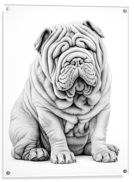 Chinese Shar Pei Pencil Drawing Acrylic by K9 Art