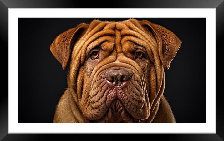 Chinese Shar Pei Framed Mounted Print by K9 Art