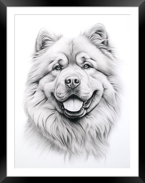 Chow Chow Pencil Drawing Framed Mounted Print by K9 Art