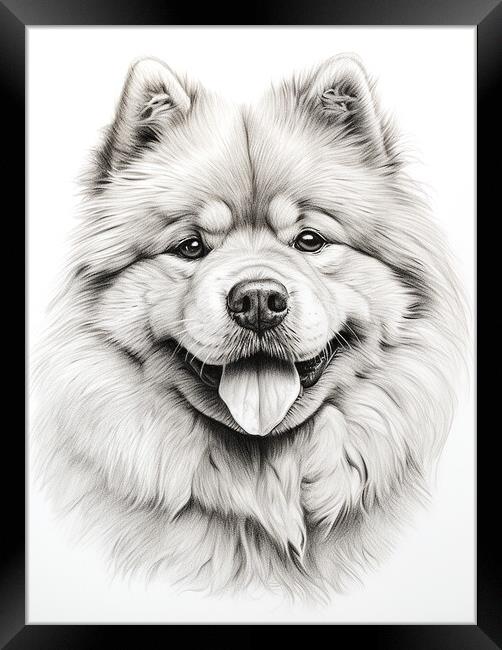 Chow Chow Pencil Drawing Framed Print by K9 Art