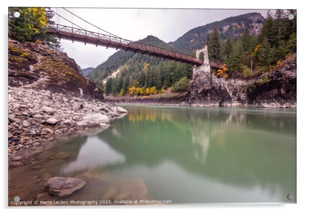 Alexandra Bridge Fraser River Reflection Acrylic by Pierre Leclerc Photography