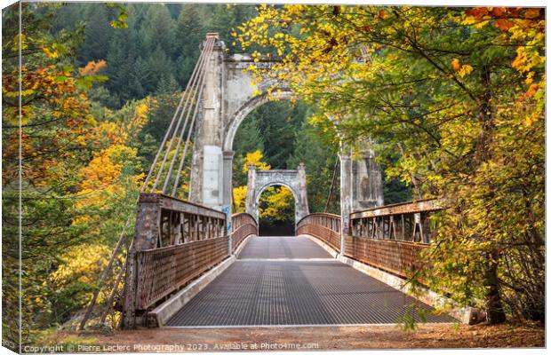 Scenic pedestrian bridge in Autumn Canvas Print by Pierre Leclerc Photography