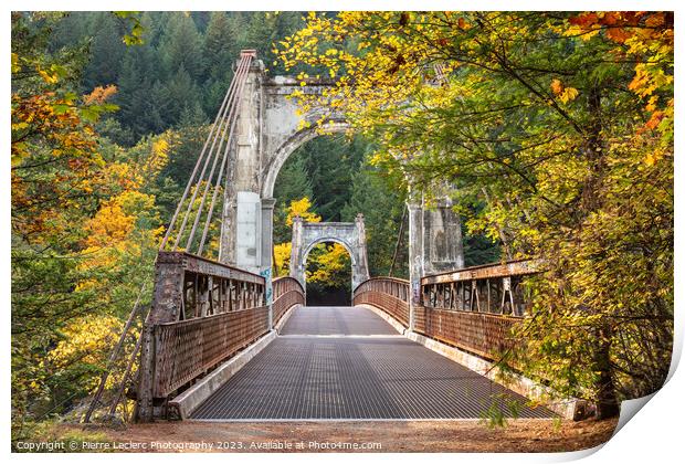 Scenic pedestrian bridge in Autumn Print by Pierre Leclerc Photography