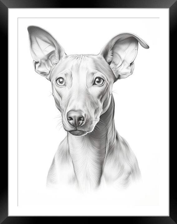 Cirneco dell’Etna Pencil Drawing Framed Mounted Print by K9 Art