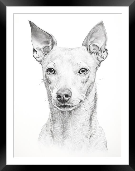 Cirneco dell’Etna Pencil Drawing Framed Mounted Print by K9 Art