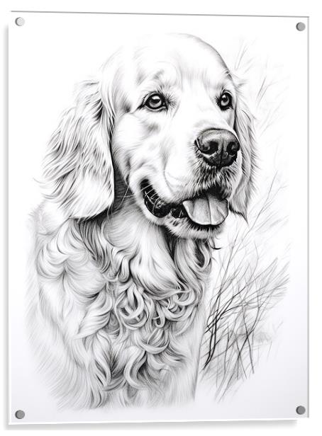 Clumber Spaniel Pencil Drawing Acrylic by K9 Art