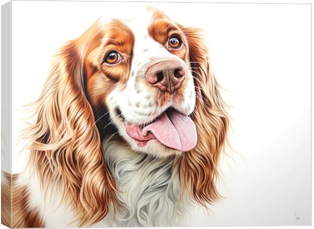 Clumber Spaniel Pencil Drawing Canvas Print by K9 Art