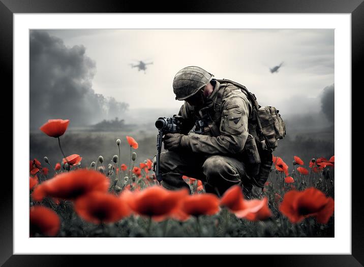 Poppy Field Soldier 2 Framed Mounted Print by Picture Wizard