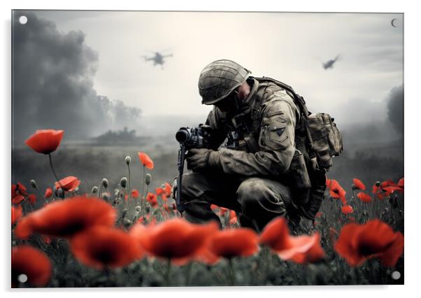 Poppy Field Soldier 2 Acrylic by Picture Wizard