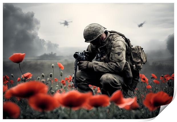 Poppy Field Soldier 2 Print by Picture Wizard