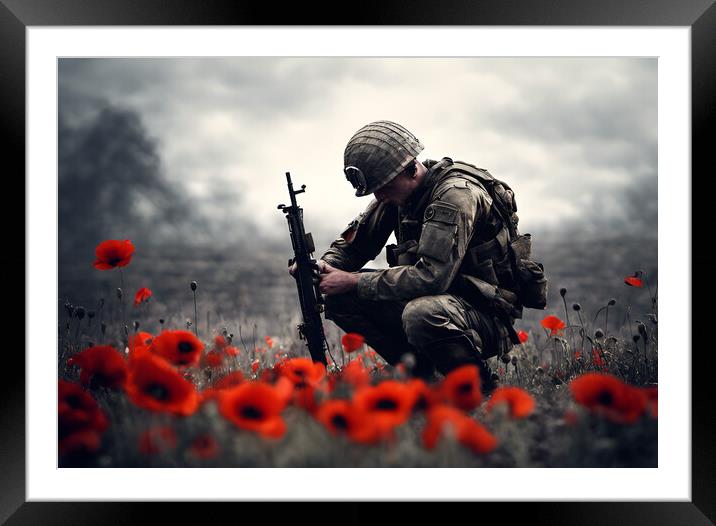 Poppy Field Soldier 3 Framed Mounted Print by Picture Wizard