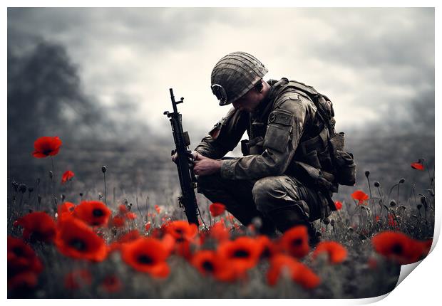 Poppy Field Soldier 3 Print by Picture Wizard