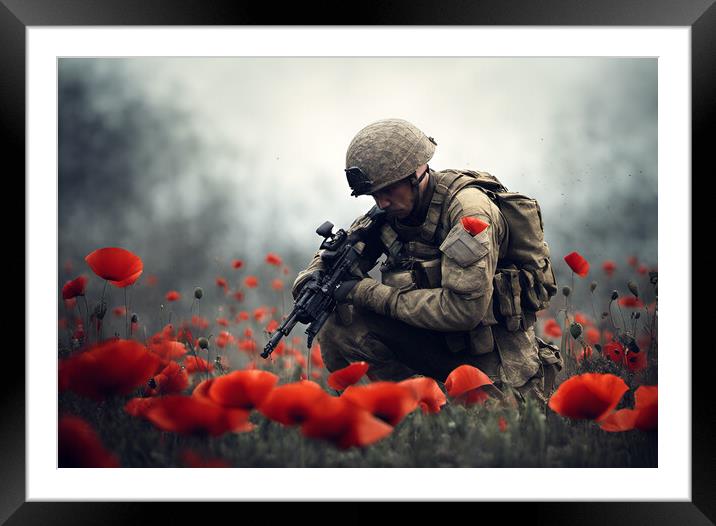 Poppy Field Soldier 4 Framed Mounted Print by Picture Wizard