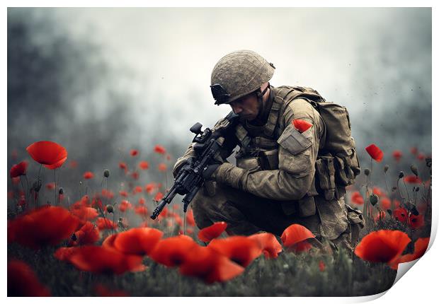 Poppy Field Soldier 4 Print by Picture Wizard