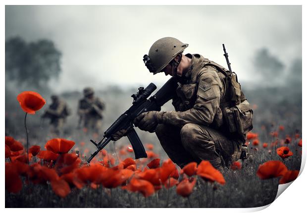 Poppy Field Soldier 5 Print by Picture Wizard