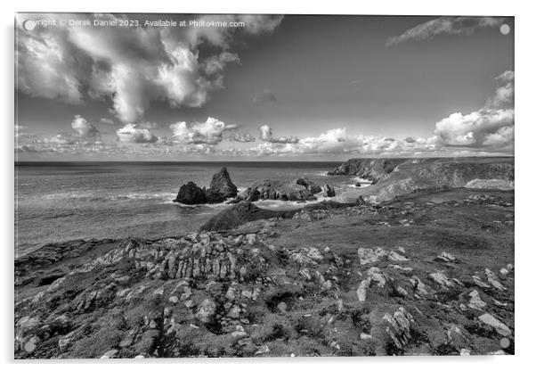 The Rocky Headland Around Kynance Cove (mono) Acrylic by Derek Daniel