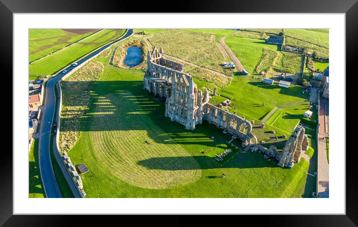 Whitby Abbey From Above Framed Mounted Print by Apollo Aerial Photography