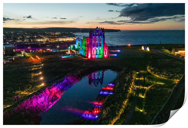 Whitby Abbey Illuminated Print by Apollo Aerial Photography