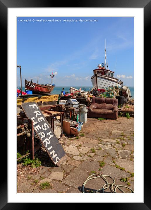 Fishing Boats Deal Seafront Kent Framed Mounted Print by Pearl Bucknall