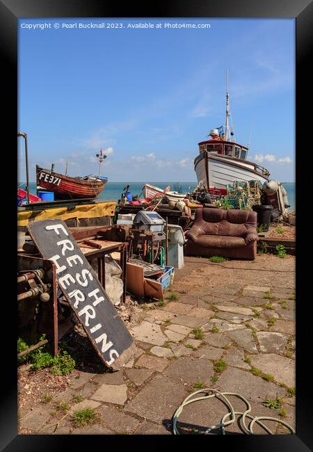 Fishing Boats Deal Seafront Kent Framed Print by Pearl Bucknall