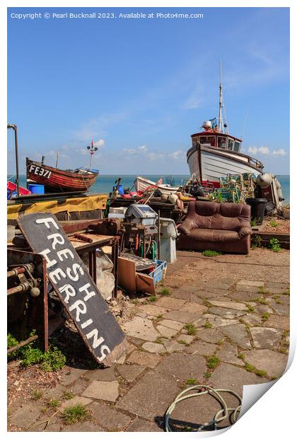 Fishing Boats Deal Seafront Kent Print by Pearl Bucknall