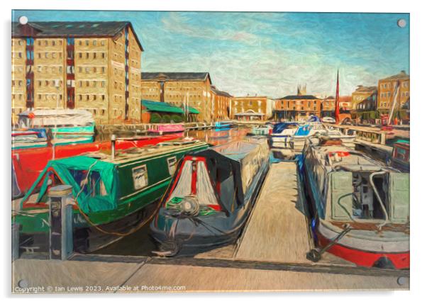 Narrowboats at Historic Gloucester Docks Acrylic by Ian Lewis