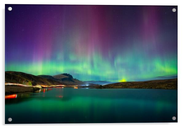 Loch Fada Aurora - Isle of Skye Acrylic by Barry Maytum