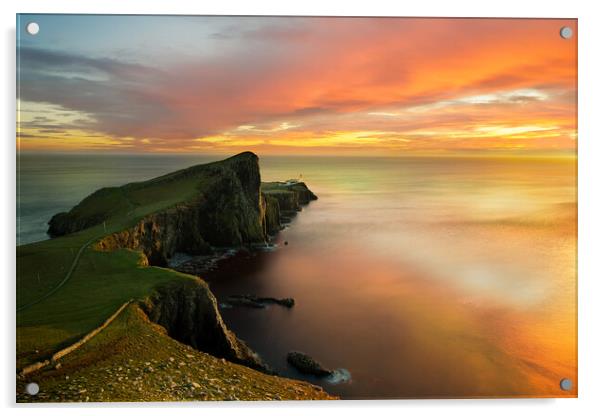 Neist Point Sunset Acrylic by Barry Maytum