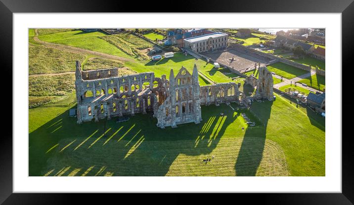 Whitby Abbey shadows  Framed Mounted Print by Apollo Aerial Photography