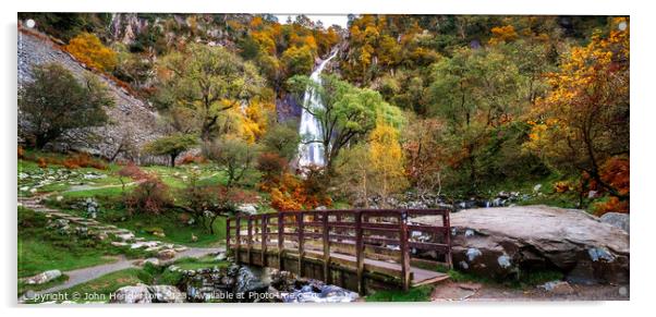 Aber Falls panorama Acrylic by John Henderson