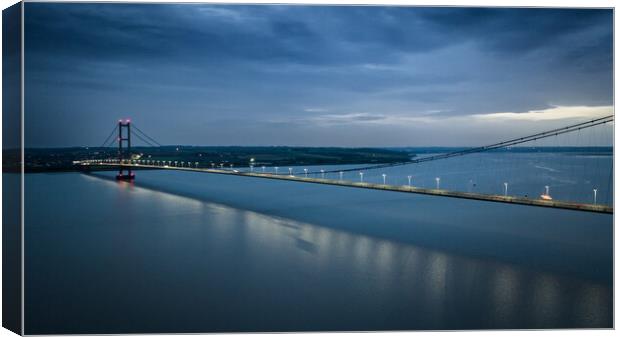 The Humber Bridge at Night Canvas Print by Apollo Aerial Photography
