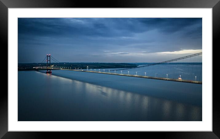 The Humber Bridge at Night Framed Mounted Print by Apollo Aerial Photography