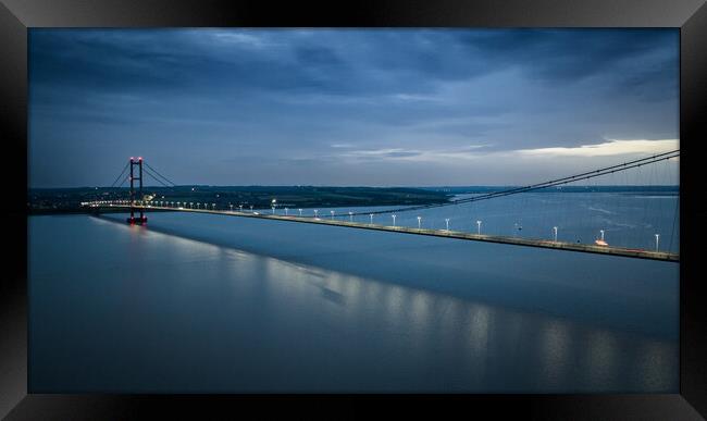 The Humber Bridge at Night Framed Print by Apollo Aerial Photography