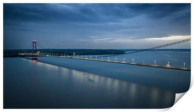 The Humber Bridge at Night Print by Apollo Aerial Photography