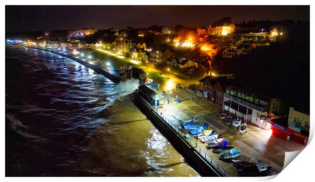 Filey Seafront at Night: Yorkshire coast Print by Tim Hill