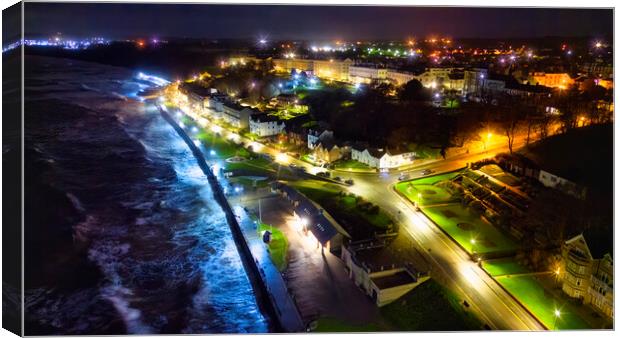  Filey Seafront at Night: Yorkshire coast Canvas Print by Tim Hill