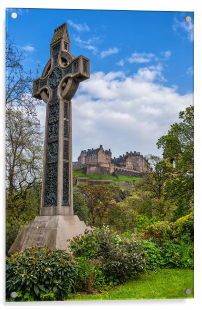 Dean Ramsay Memorial And Edinburgh Castle Acrylic by Artur Bogacki