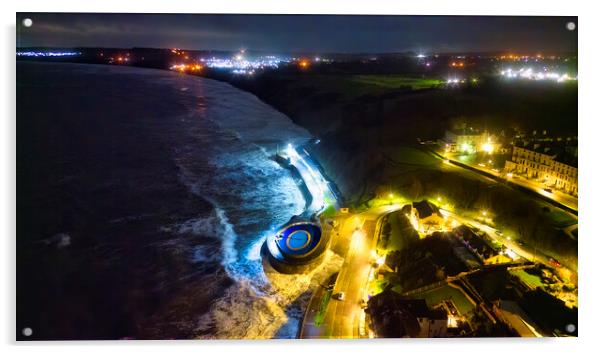  Filey Seafront at Night: Yorkshire coast Acrylic by Tim Hill