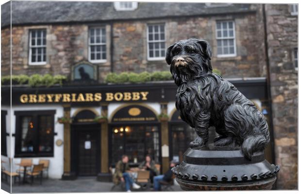 Greyfriars Bobby Statue In Edinburgh Canvas Print by Artur Bogacki