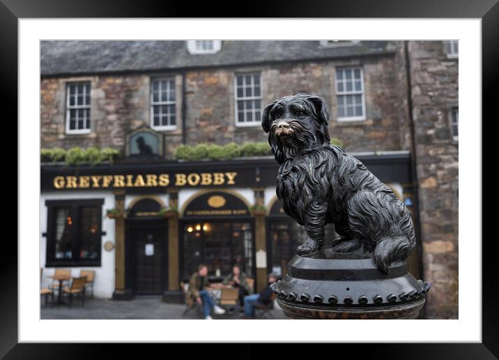 Greyfriars Bobby Statue In Edinburgh Framed Mounted Print by Artur Bogacki