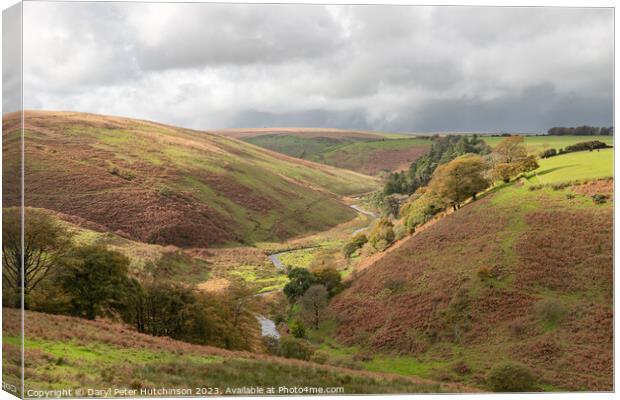 Storm clouds over the infant River Barle, Simonsbath, Exmoor National Park Canvas Print by Daryl Peter Hutchinson
