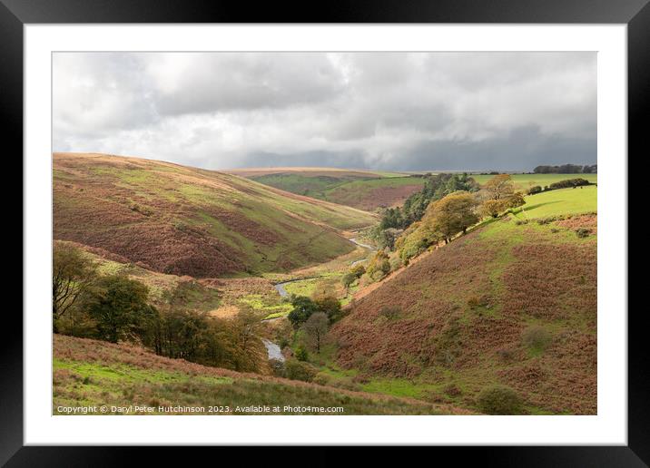 Storm clouds over the infant River Barle, Simonsbath, Exmoor National Park Framed Mounted Print by Daryl Peter Hutchinson
