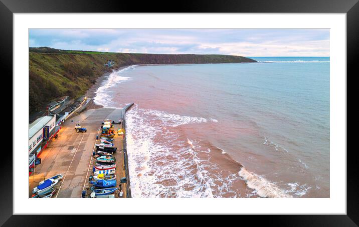 Filey Boat Ramp to Filey Brigg at High Tide Framed Mounted Print by Tim Hill