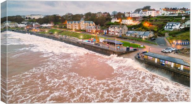 Filey Seafront at High Tide: Yorkshire Coast Canvas Print by Tim Hill