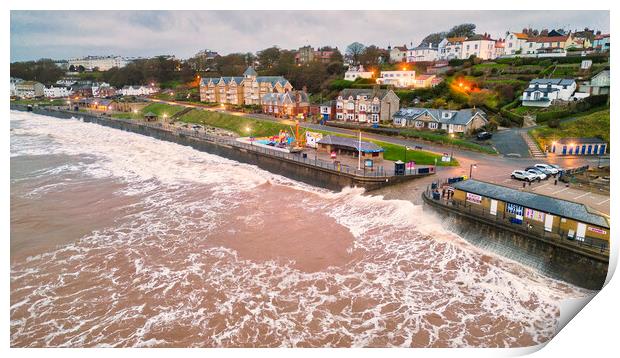 Filey Seafront at High Tide: Yorkshire Coast Print by Tim Hill