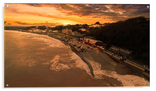 Filey Sunset Yorkshire Coast Acrylic by Tim Hill