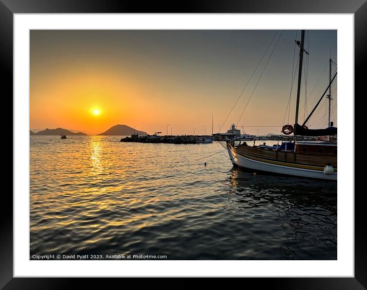 Turgutreis Harbour Sunset Vista Framed Mounted Print by David Pyatt