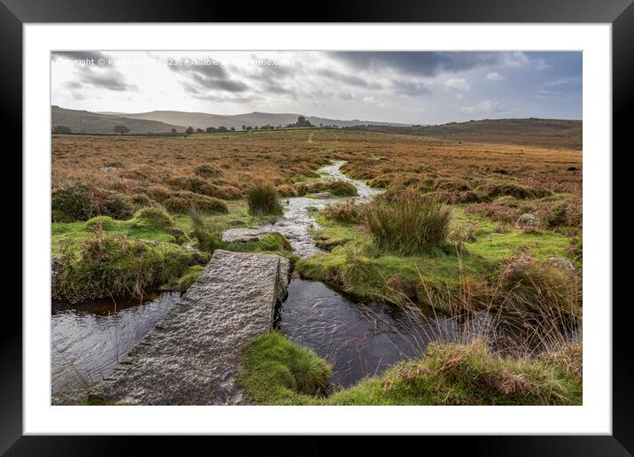Small stream flowing towards Vixen Tor in Dartmoor Framed Mounted Print by Kevin White