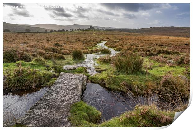 Small stream flowing towards Vixen Tor in Dartmoor Print by Kevin White