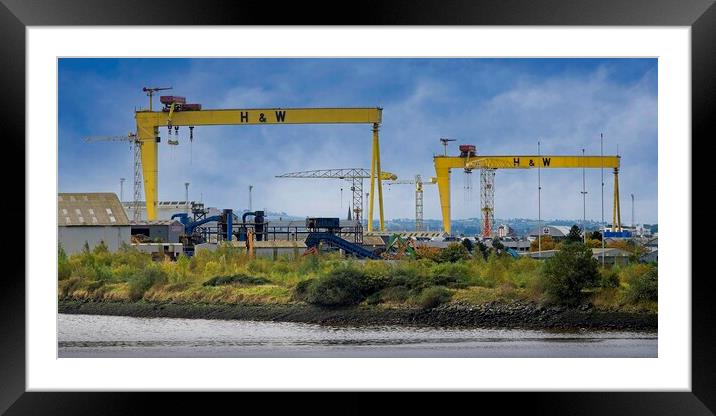 Samson and Goliath Cranes - Belfast Framed Mounted Print by Martyn Arnold